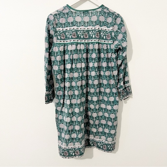 SZ BLOCKPRINTS x J Crew Leyla tie long sleeve cotton tunic dress O/S - Picture 6 of 6